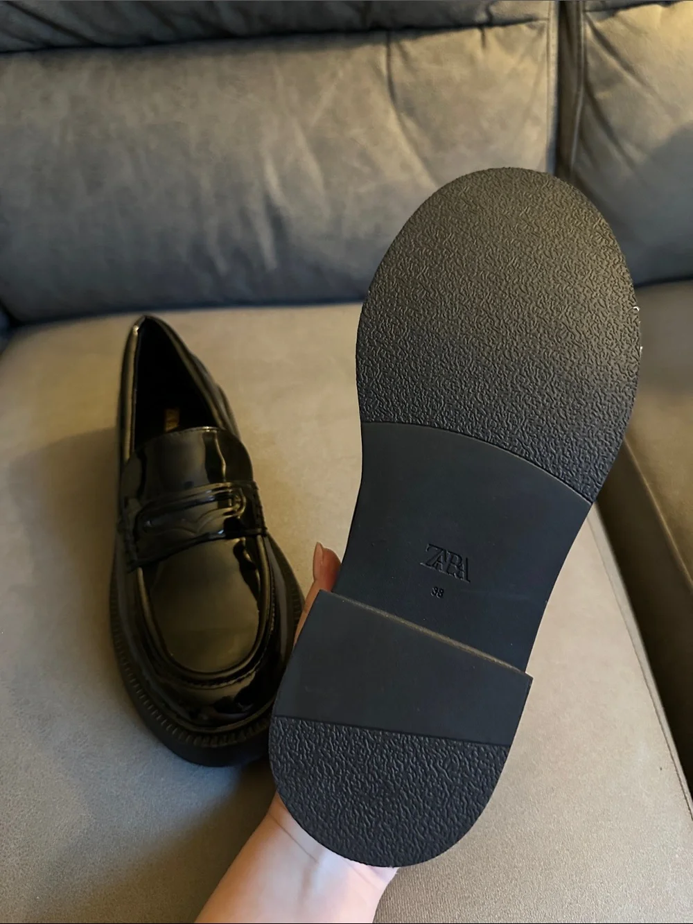 Womens Black Patent Leather Penny Loafers